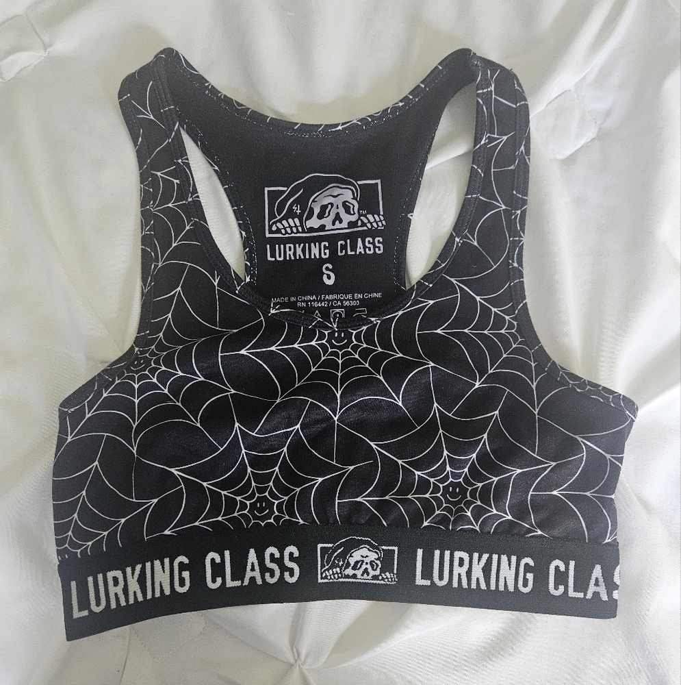 Black Geometric Racerback Bra with